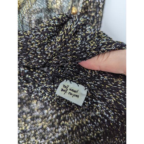 Vintage 80's Gabani Couture Sweater Vest Wool Metallic Paisley Embellishments - Picture 9 of 14